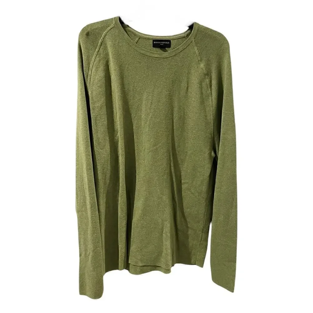 Banana Republic Men’s Avacado Green Pullover Sweater Preppy Old Money Size XL